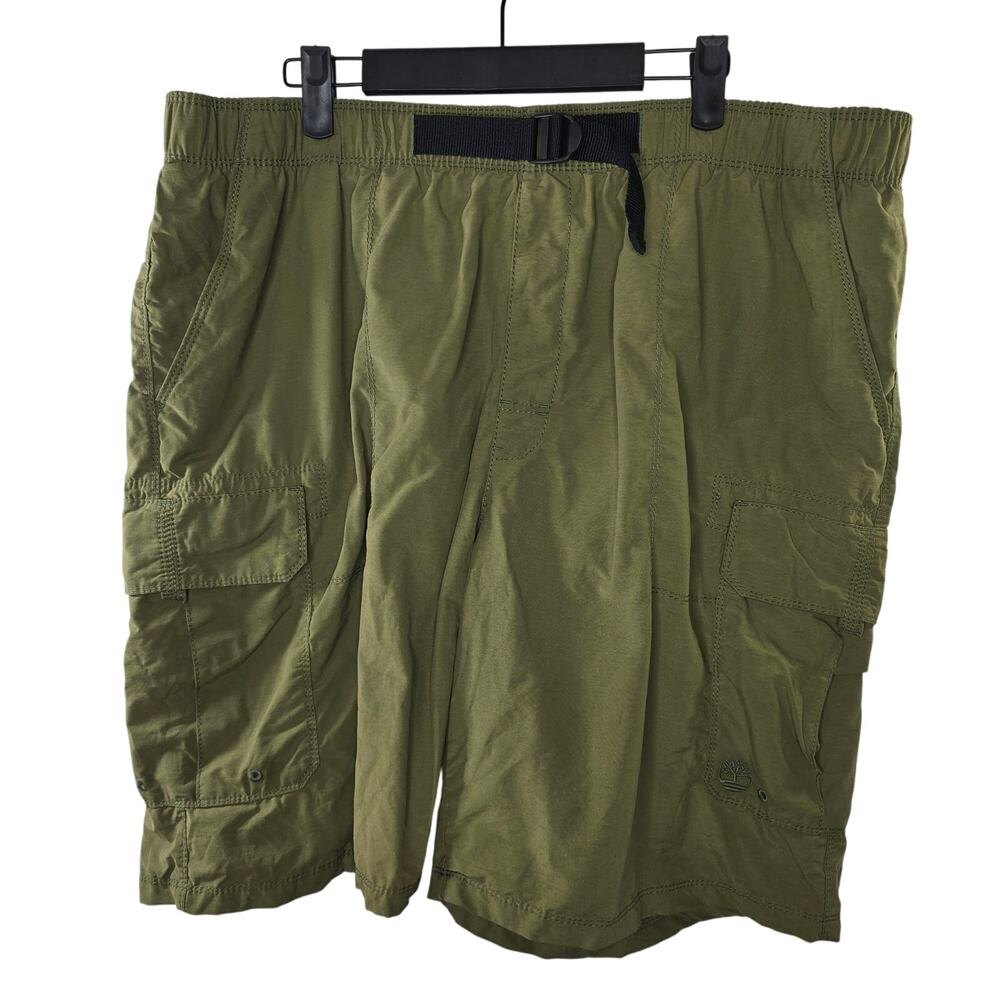 Timberland Belted Green Khaki Cargo Lined Swim Trunks Size XXL